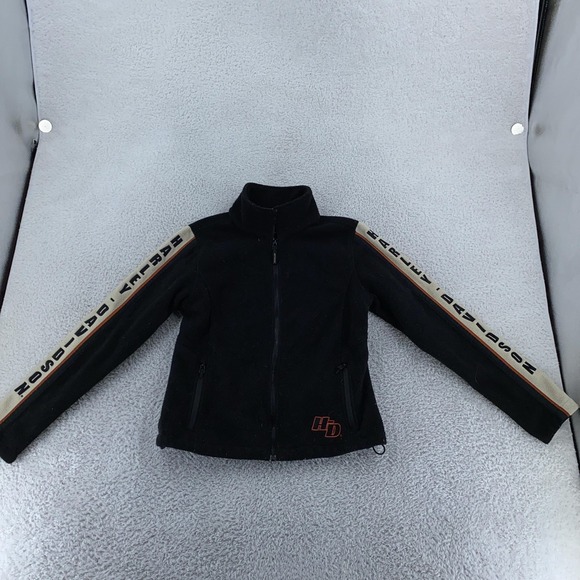 Harley-Davidson Full Zip Fleece Jacket Womens Medium Biker Motorcycle Orange HD - Picture 2 of 11